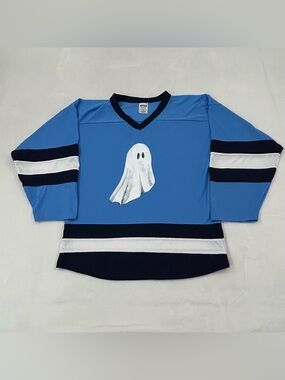 Rare LANY Ghost #24 Light Blue Athletic Knit Hockey Jersey Tour Merch Adult S